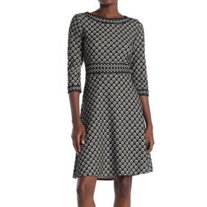 Max Studio Patterned 3/4 Sleeve Knit Dress